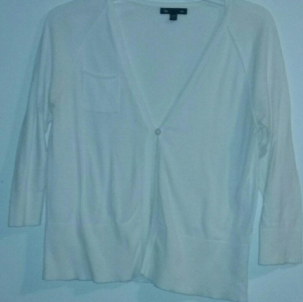 Gap white cotton cardigan with front pocket detail